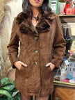 Vintage dark brown suede coat