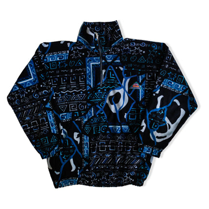 Vintage Geometric Half Zip Print Fleece Pullover (M)