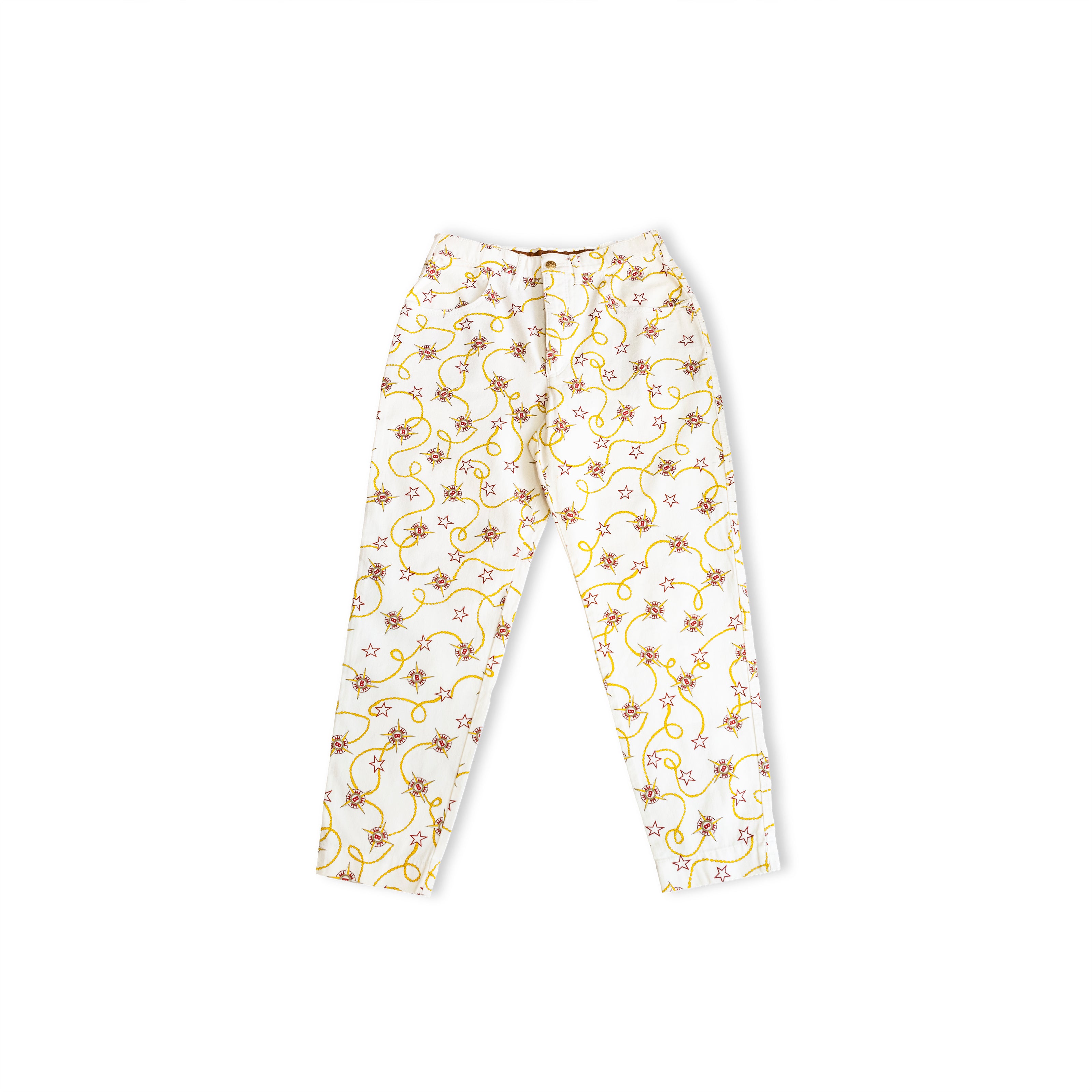 Funky patterned high waisted jeans (elastic fabtic) L/XL