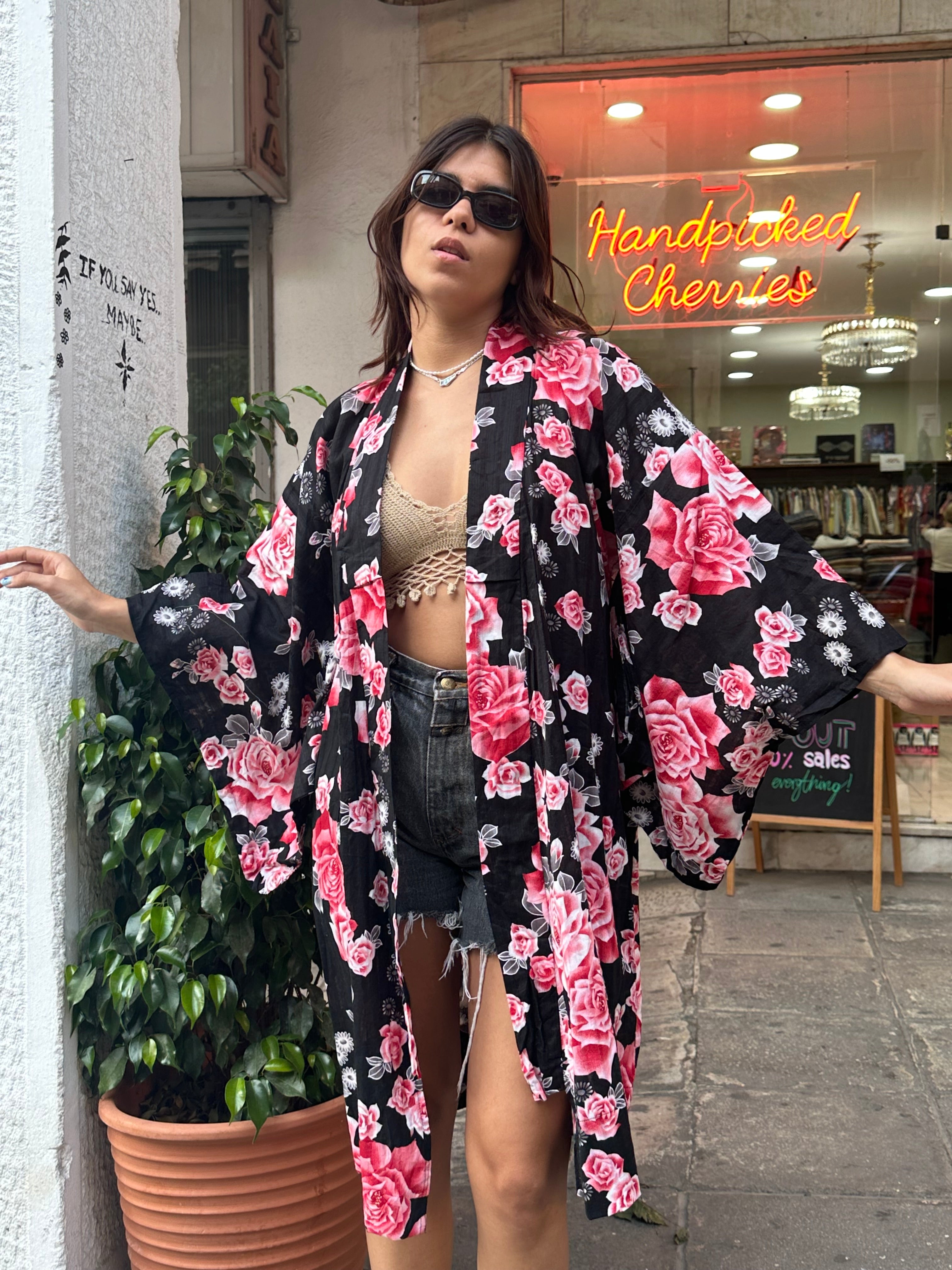 Vintage floral yukata robe