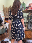 Vintage 100% viscose floral button up dress