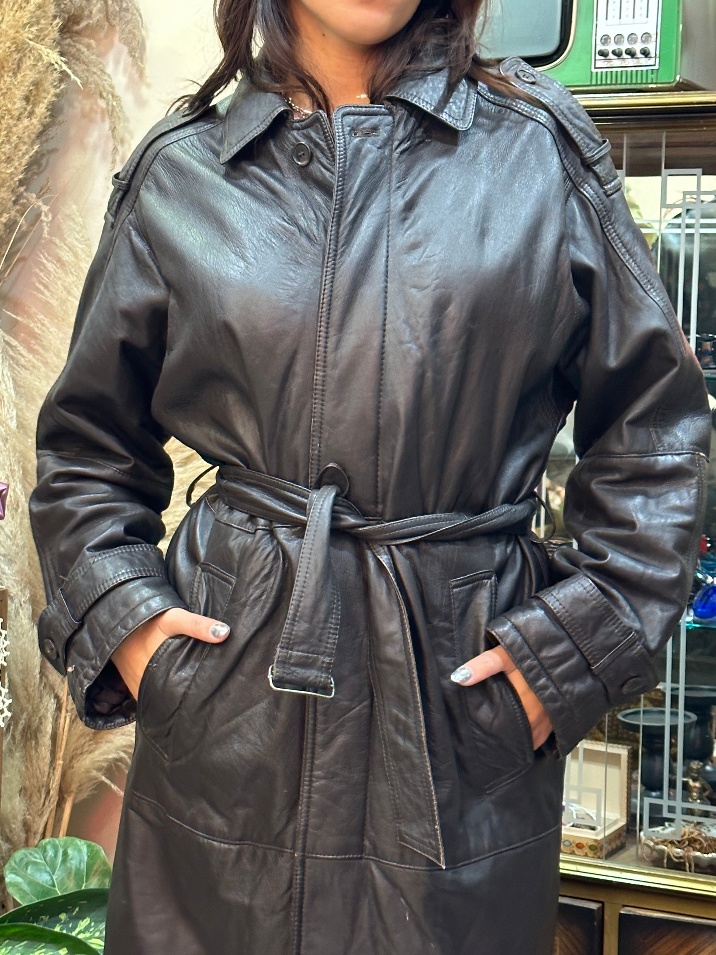 Vintage leather trench coat