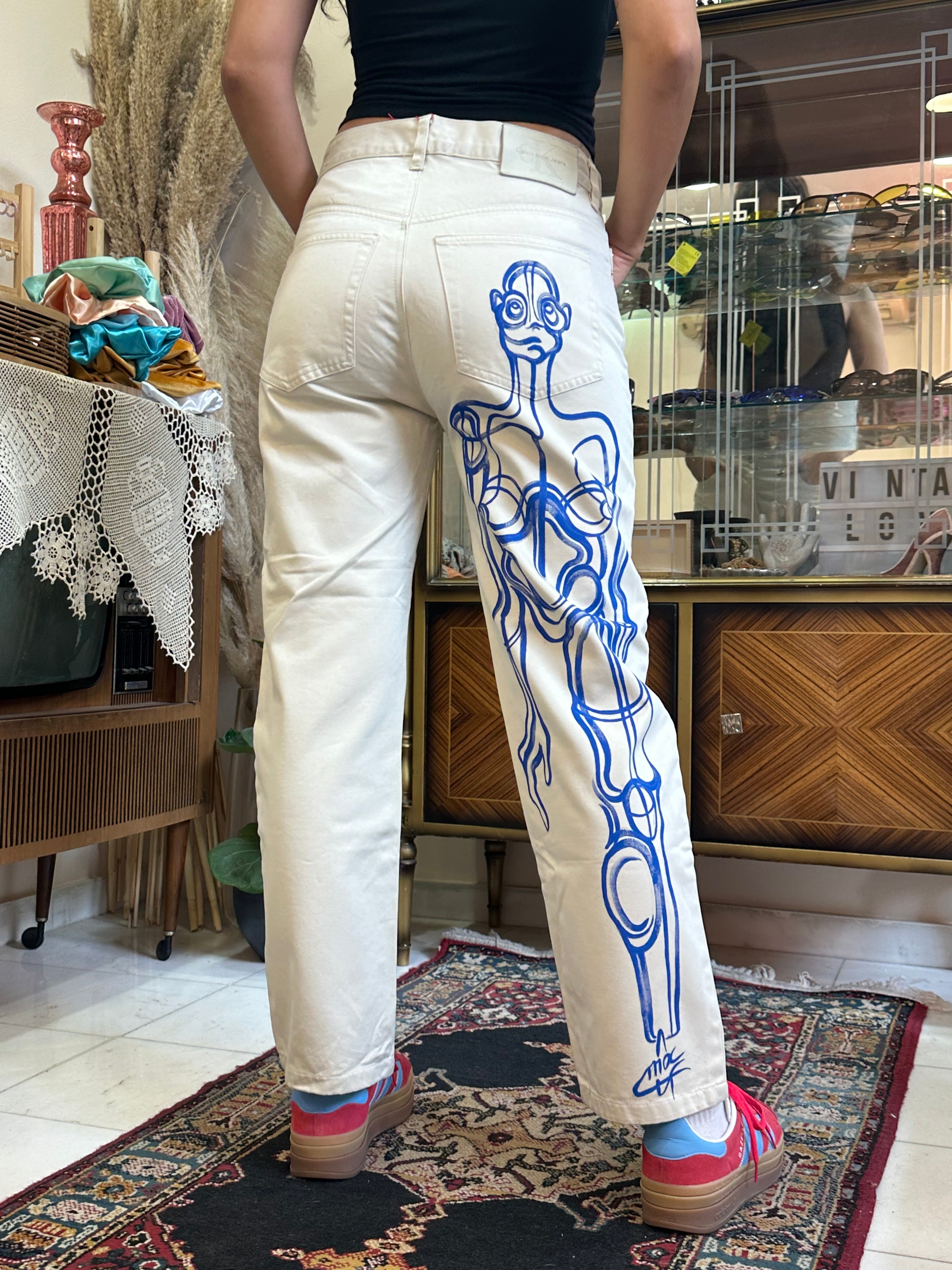 Calvin Klein hand painted jeans