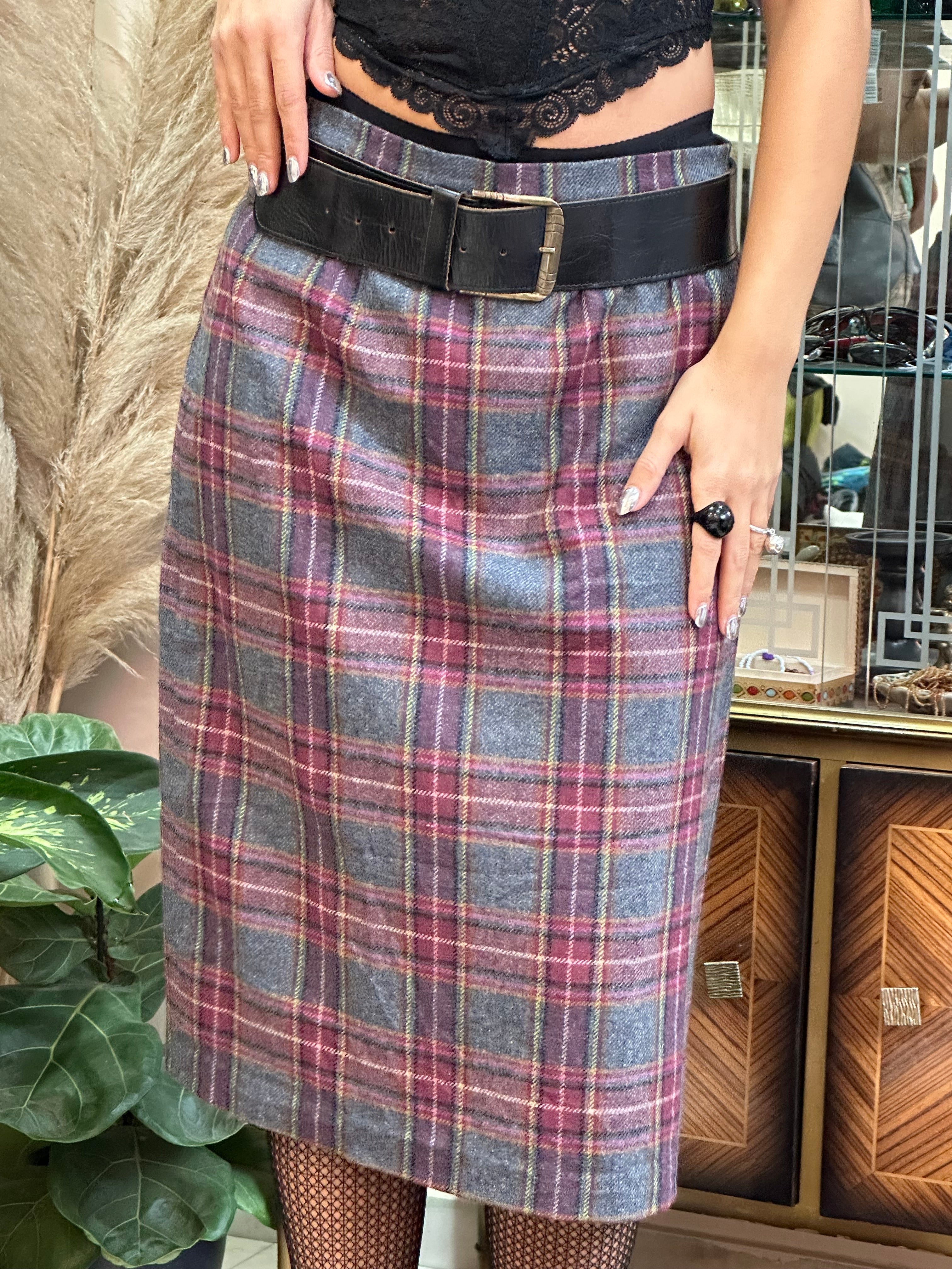 Vintage wool plaid skirt