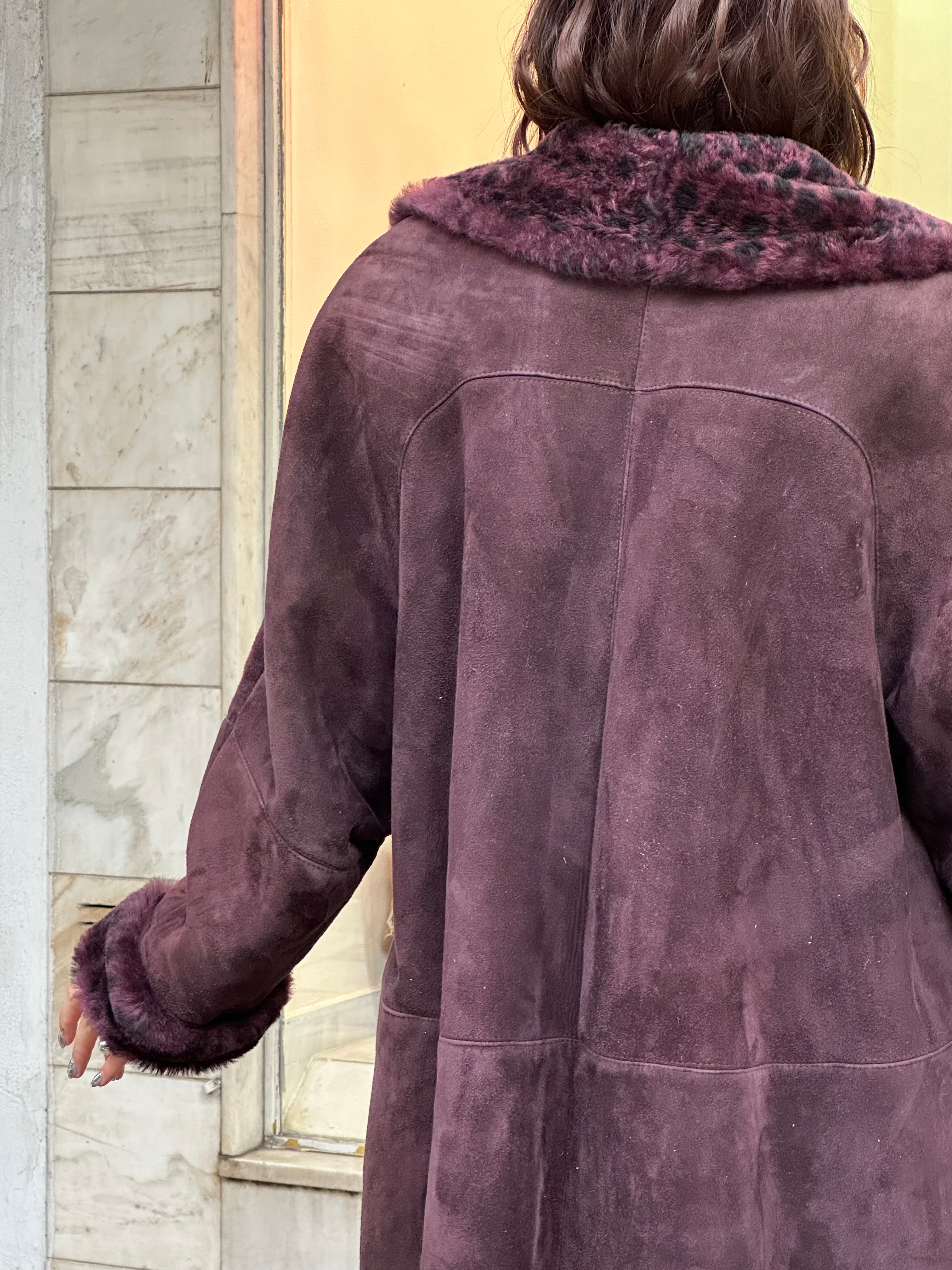 Stunning purple genuine leather coat