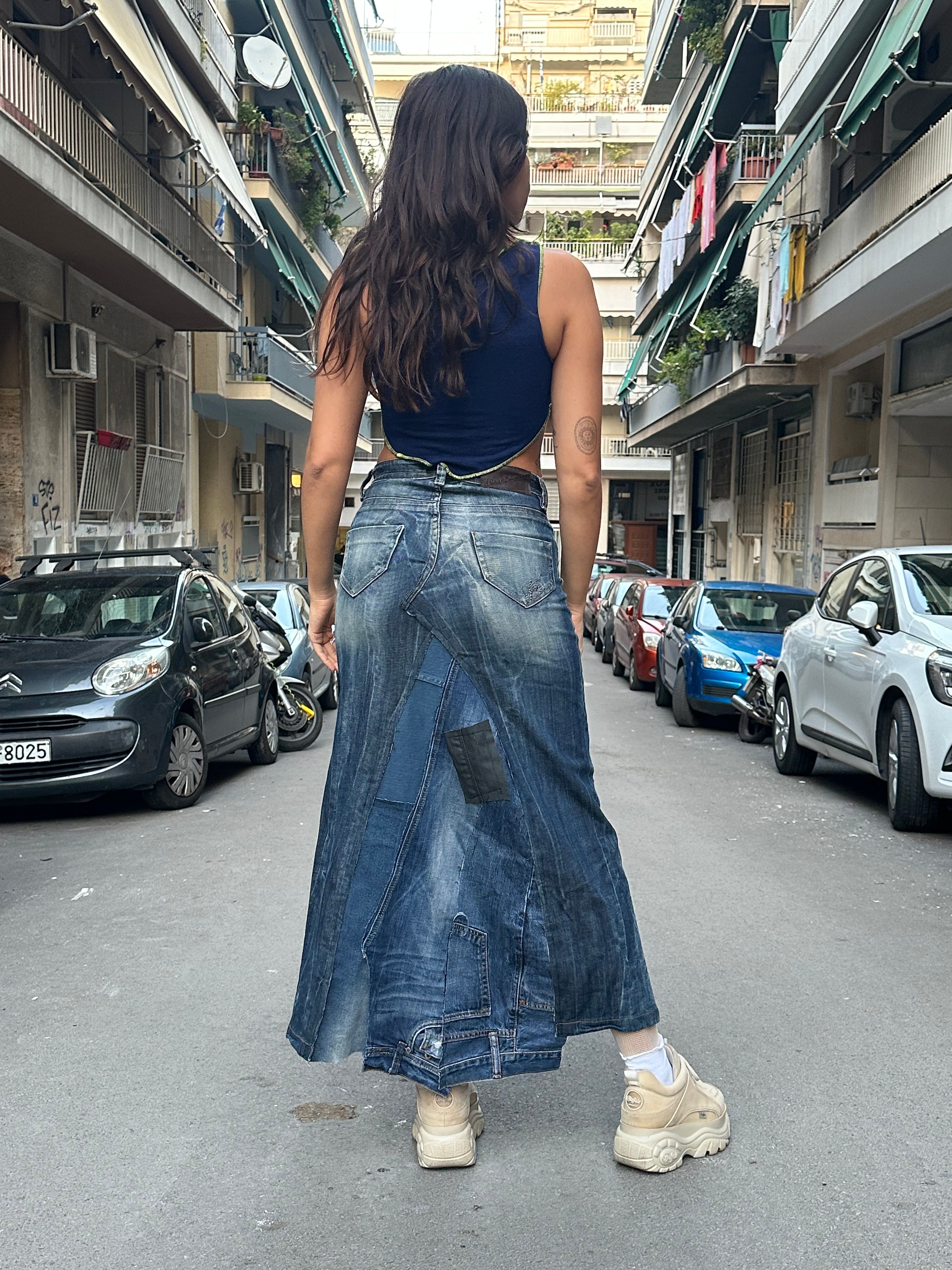 Stunning hot handmade re-worked denim skirt