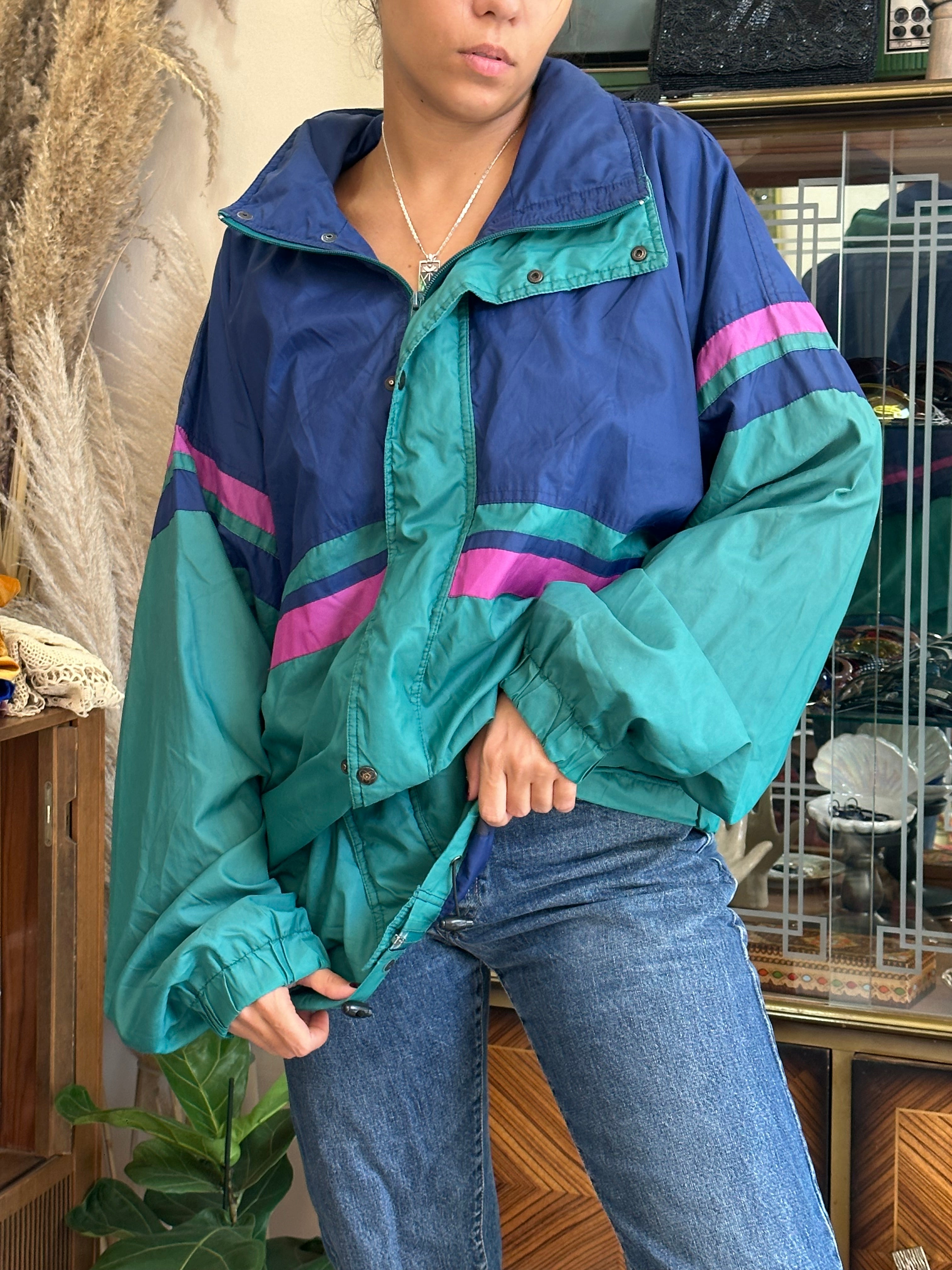 Vintage oversized funky patterned windbreaker