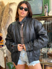 Vintage extra warm oversized genuine leather bomber (with fur lining)