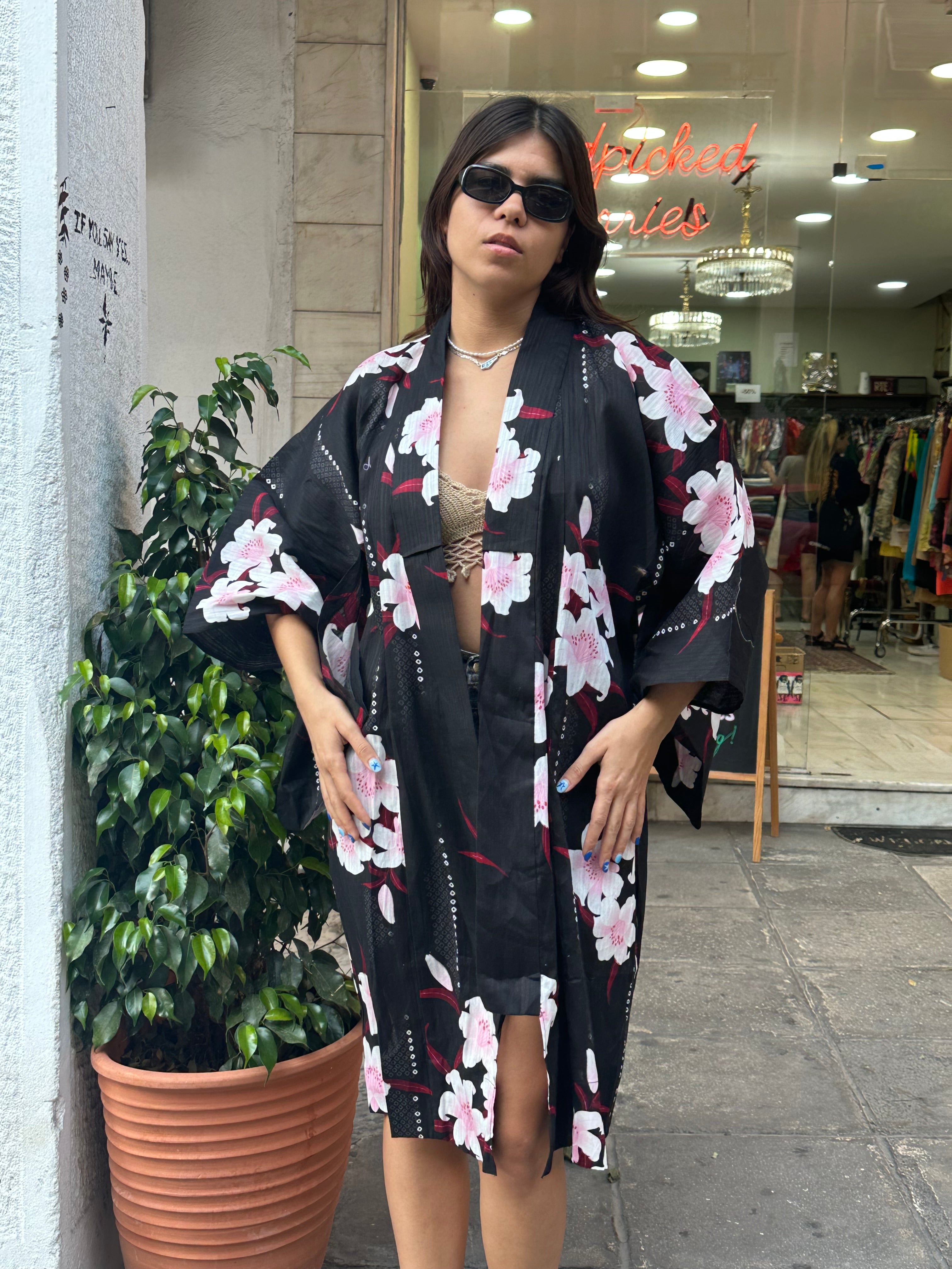 Vintage floral yukata robe