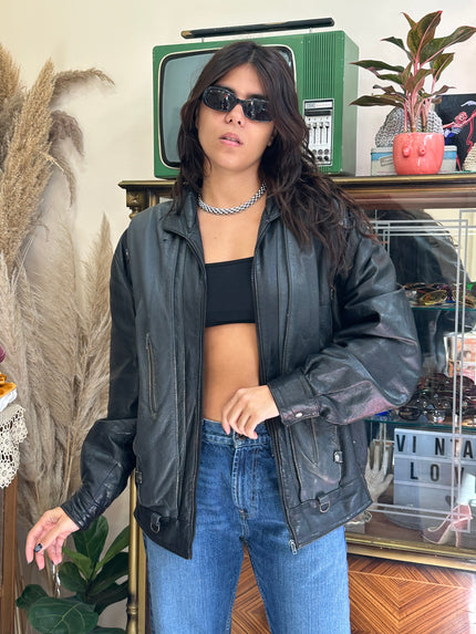 Vintage leather bomber jacket