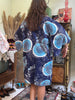 Vintage patterned cotton yukata robe with belt