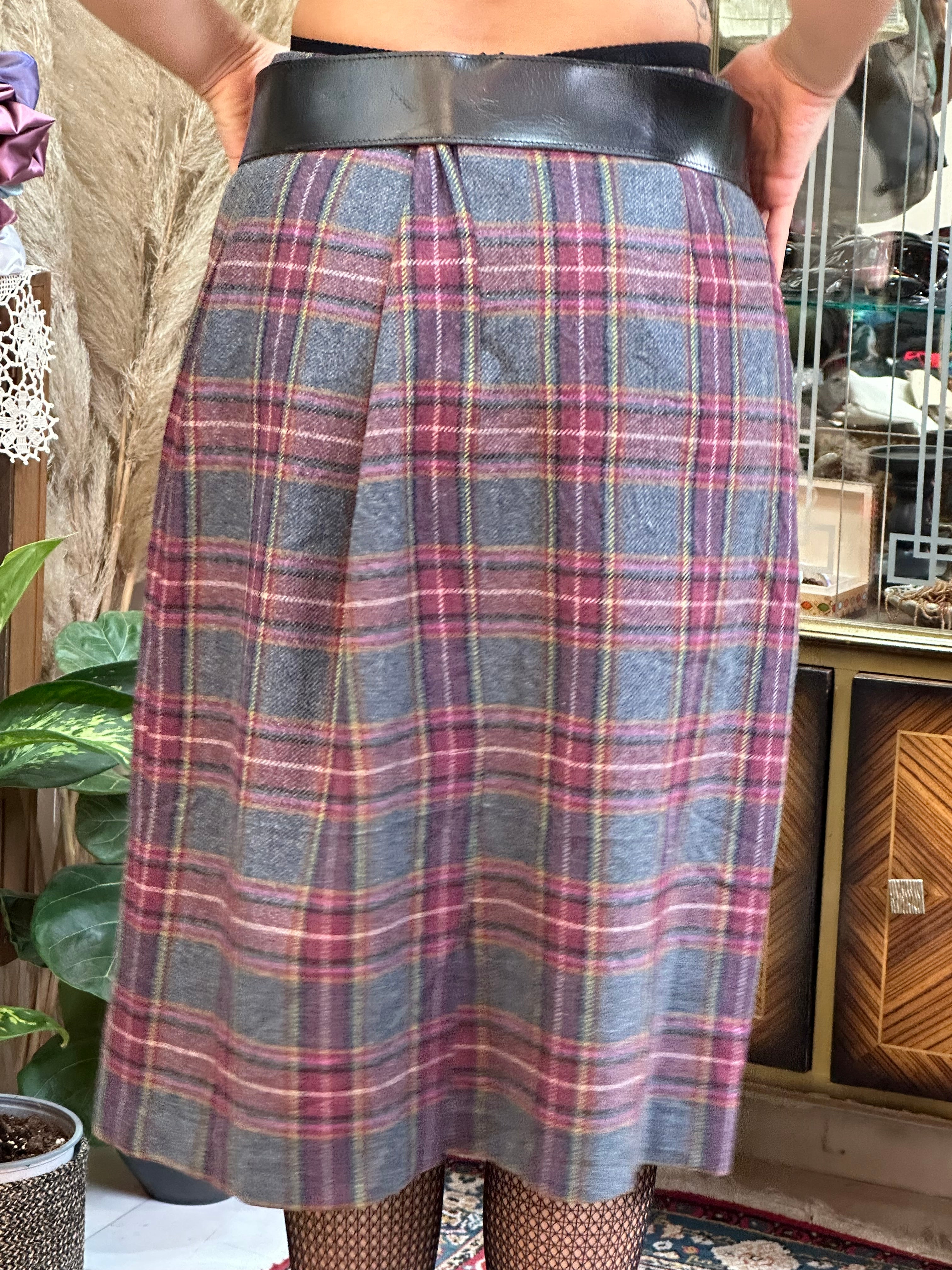 Vintage wool plaid skirt