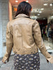 Vintage cropped genuine leather jacket