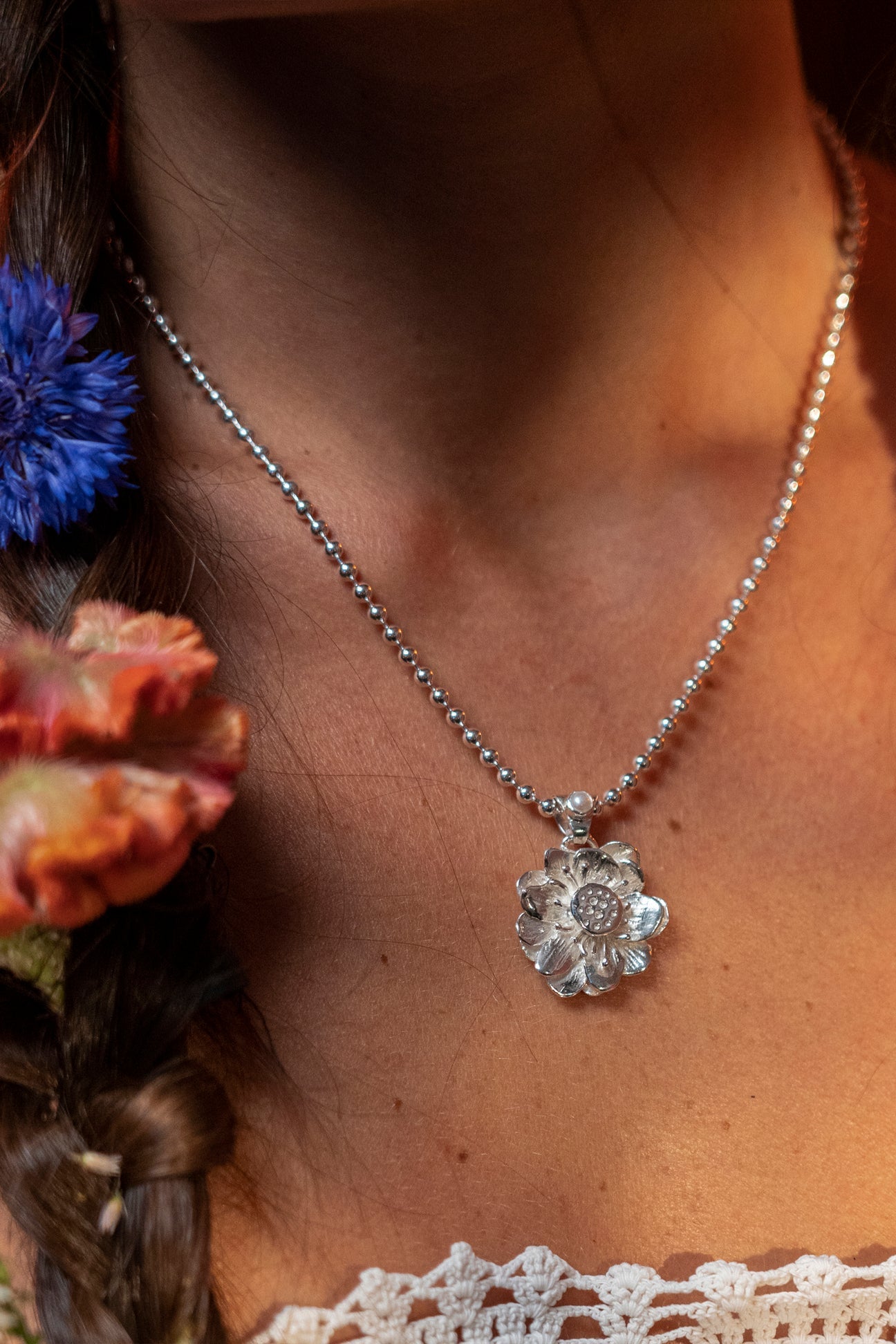 Noxpiria Bua Luang silver 925 lotus pendant