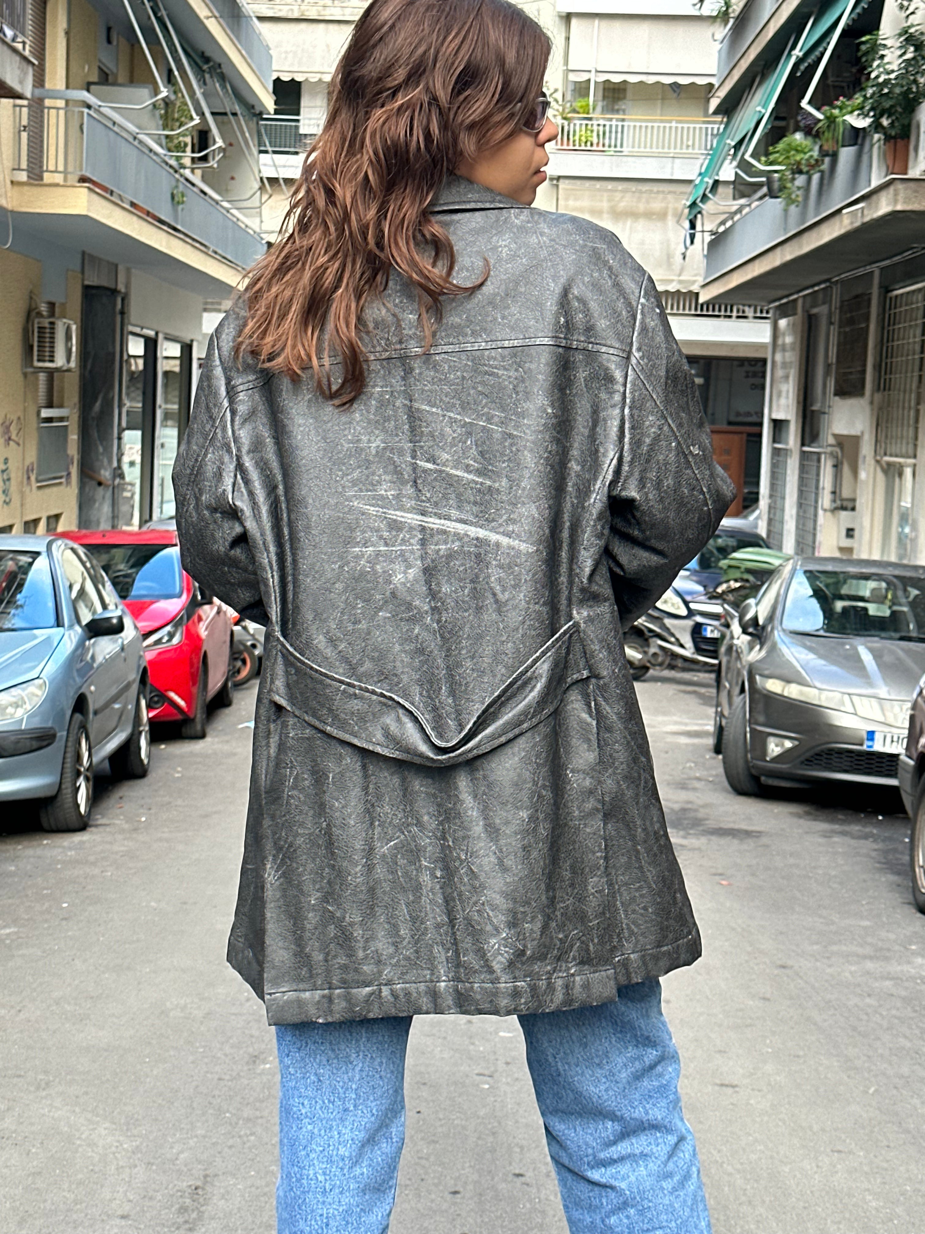 Vintage granite grey leather jacket