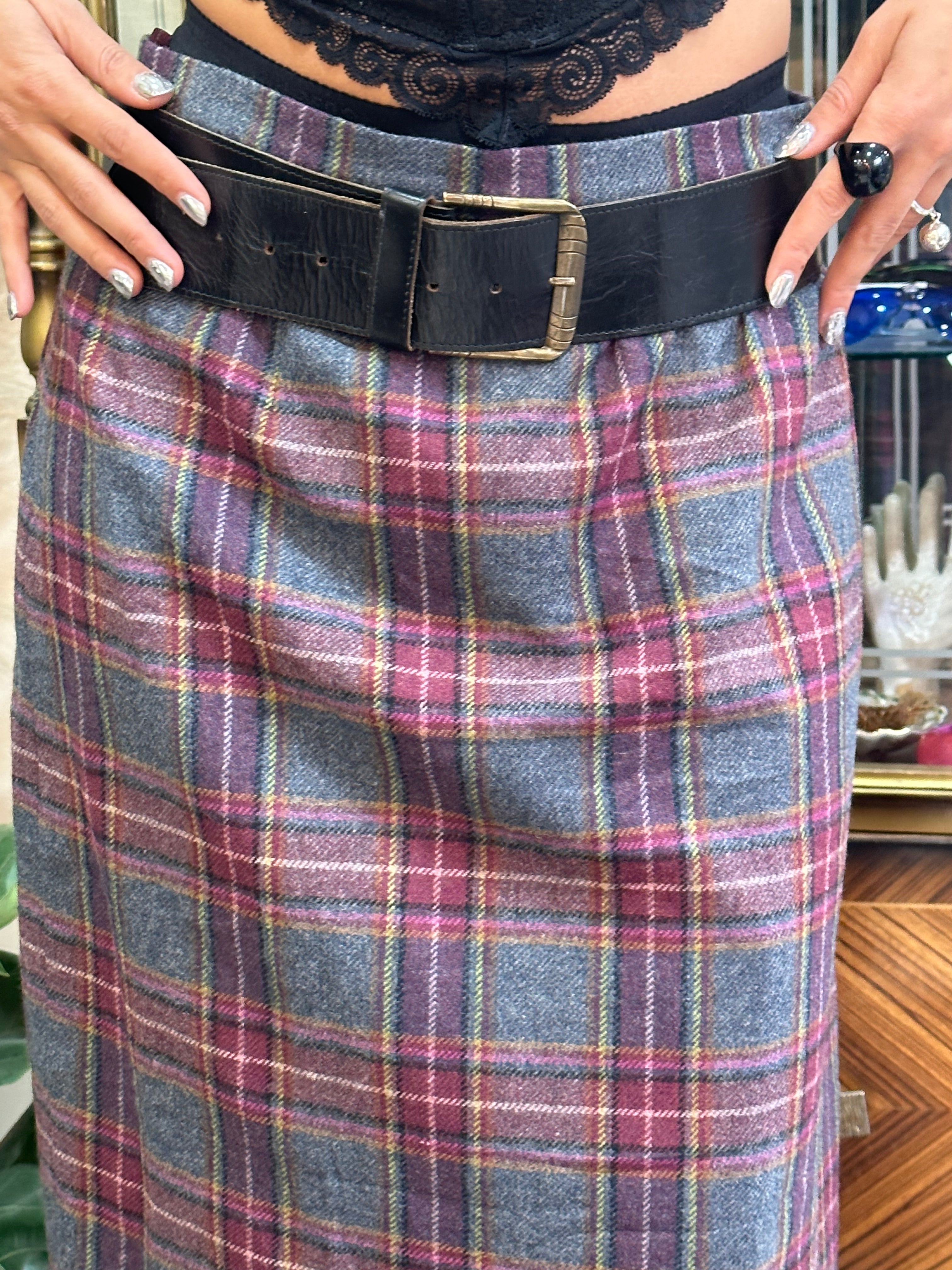 Vintage wool plaid skirt