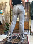 Stunning hand painted flare jeans