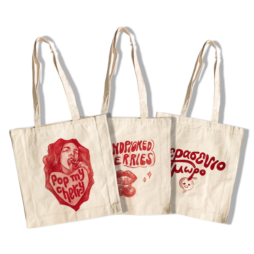 Handpicked Cherries tote bag