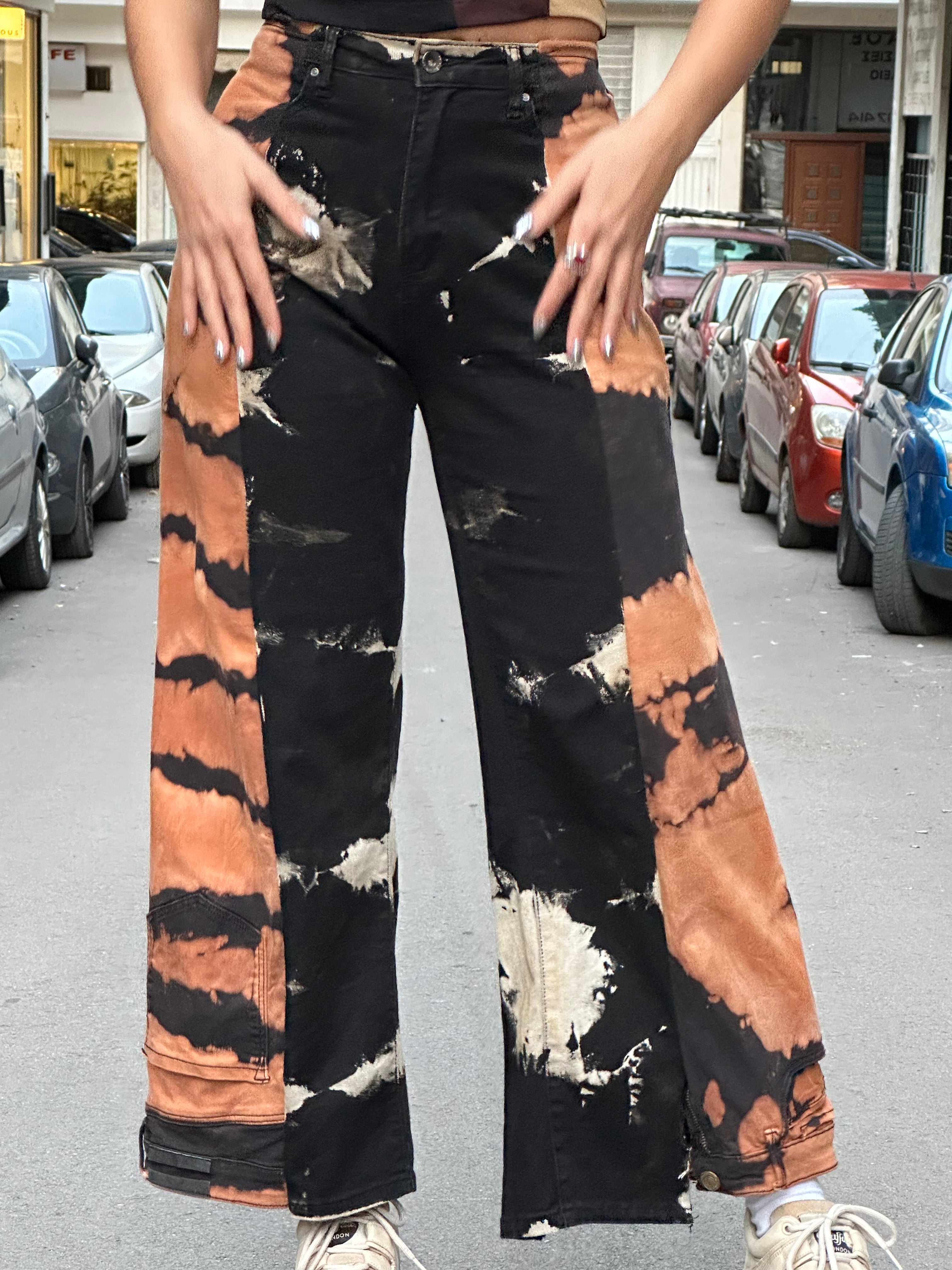 Super hot high waisted handmade re-worked tie dye jeans