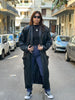 Vintage black maxi leather jacket