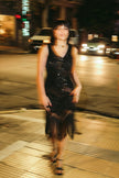 Stunning black beaded & sequin fringe flapper dress (M)
