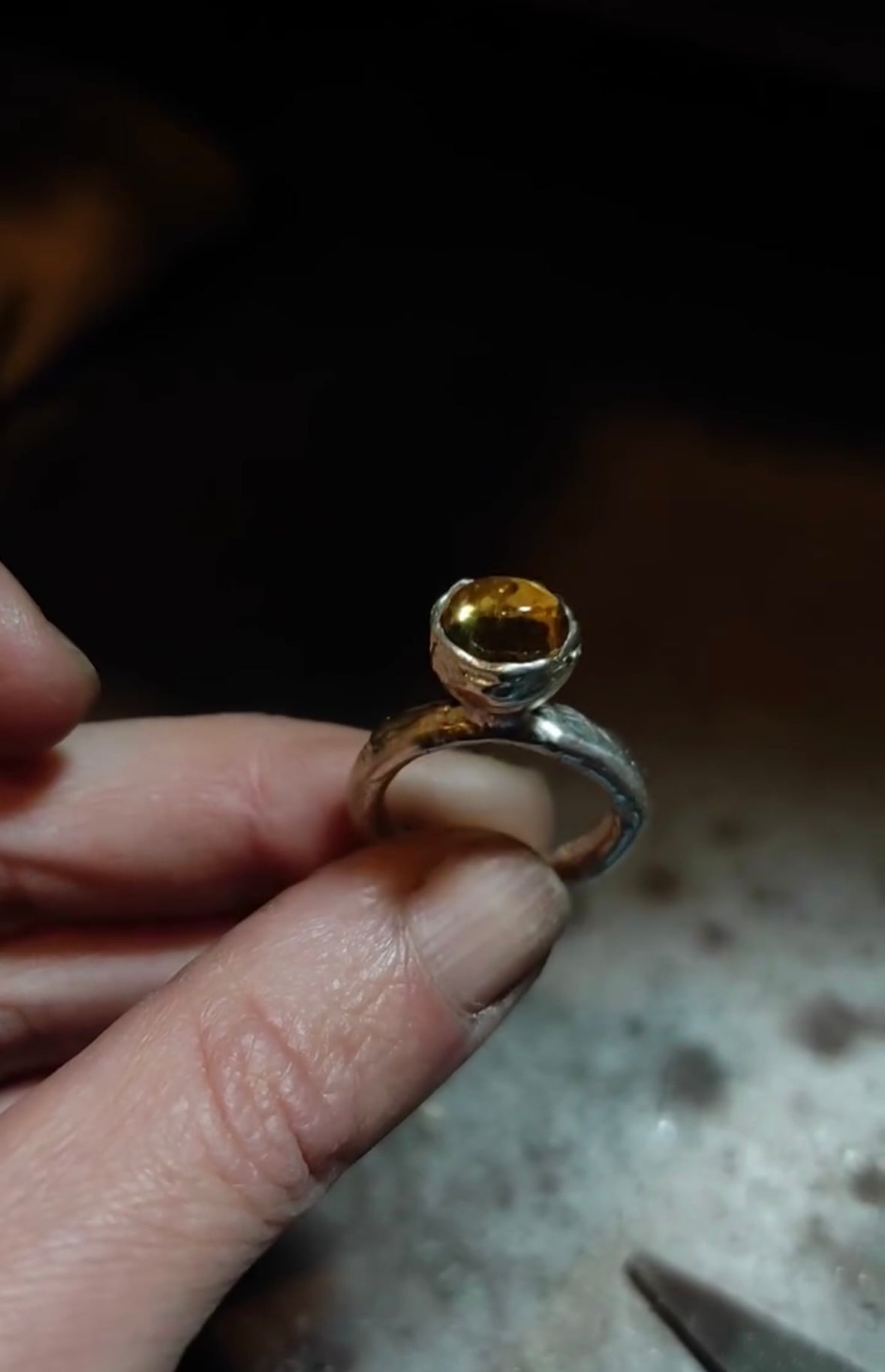 Kimilio Eos silver 925 ring with citrine store (open back)