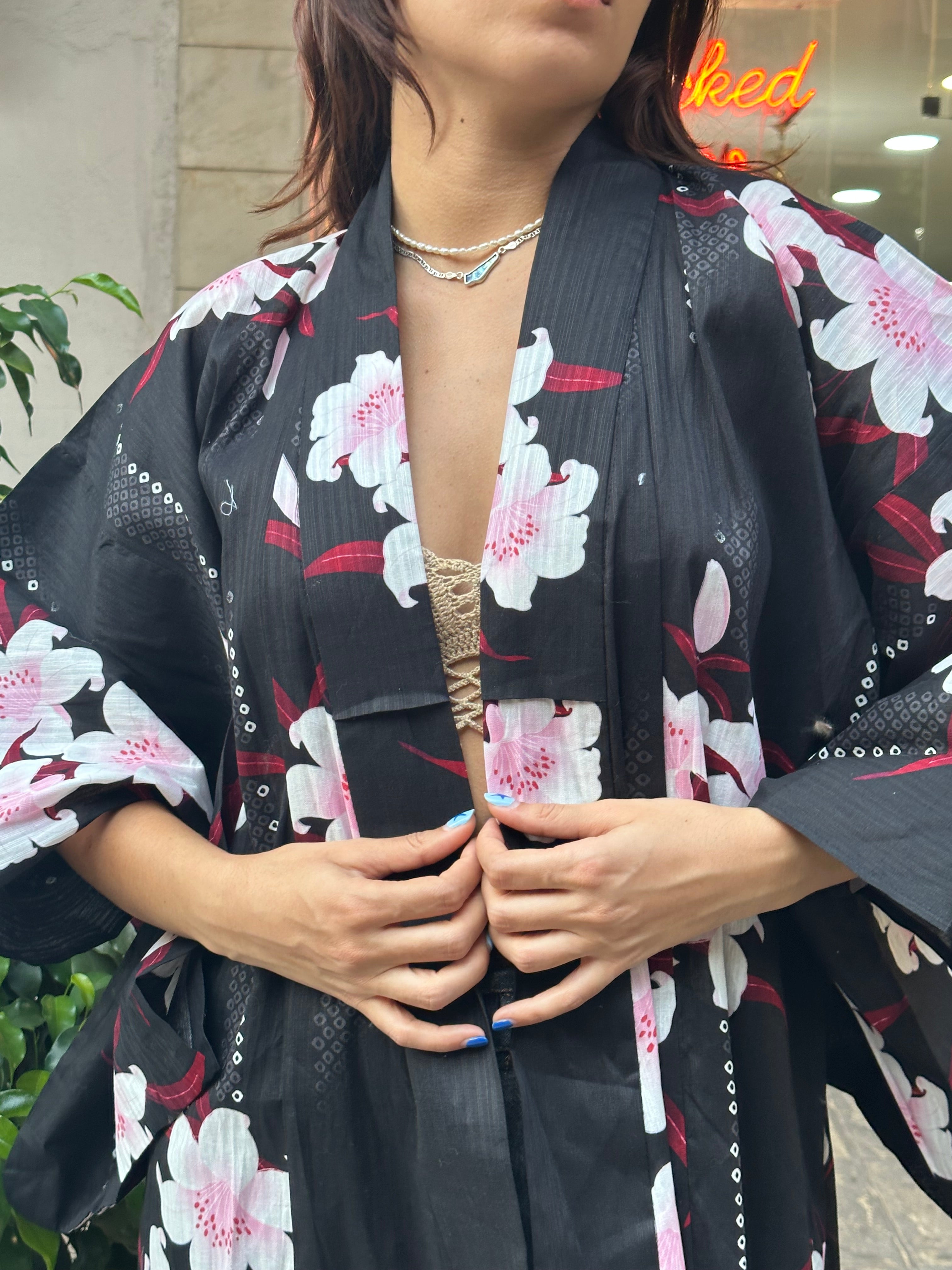 Vintage floral yukata robe