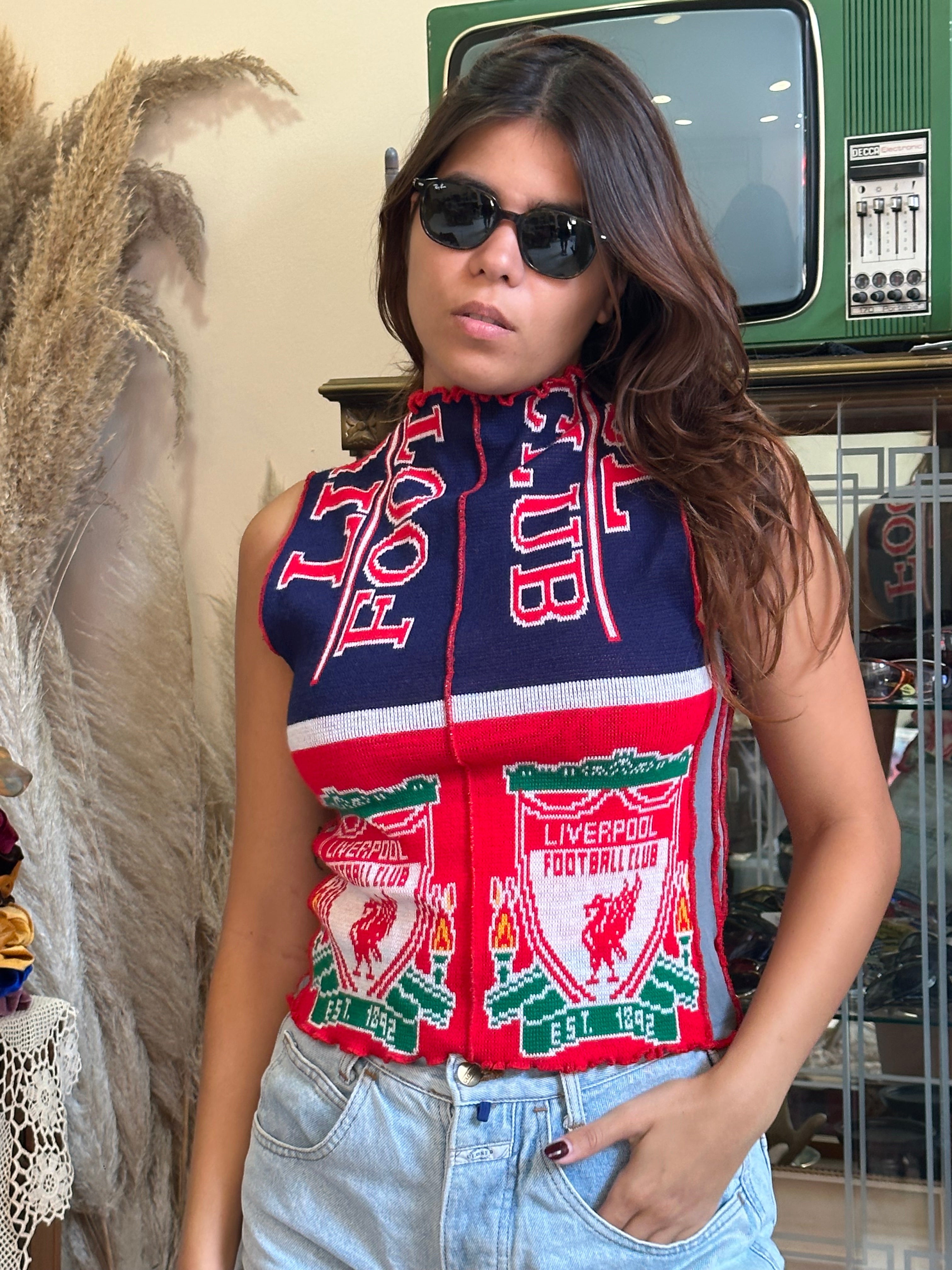 Super hot up-cycled top from football scarf