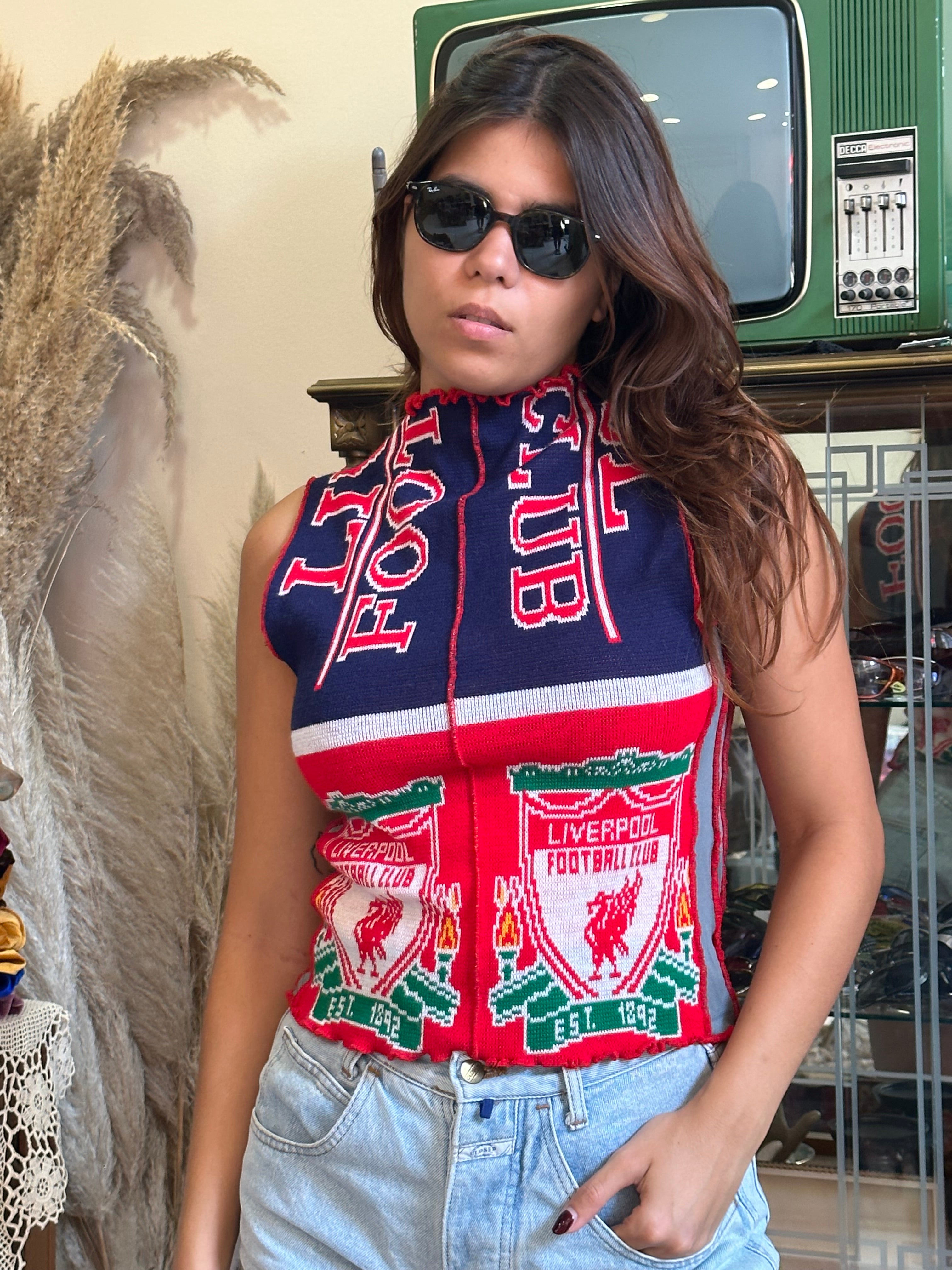 Super hot up-cycled top from football scarf