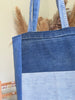 Stunning up-cycled denim patchwork tote bag