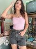 Deadstock strapless rib top (baby pink)