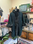 Unique forest green genuine leather Afghan coat /cape