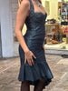 Stunning metallic blue dead stock Cinema dress