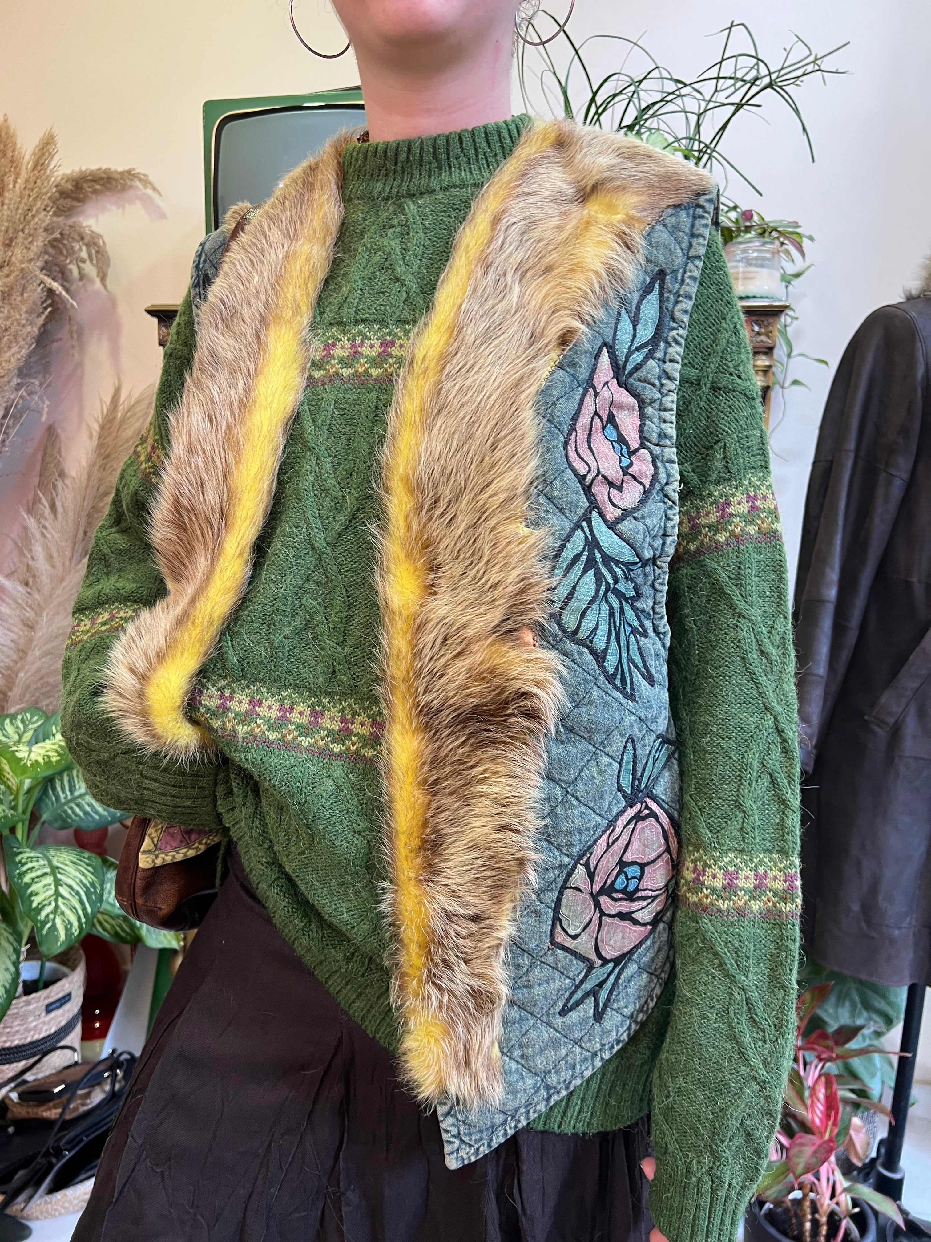 Vintage funky alpaca wool blend knit sweater