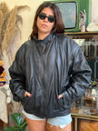 Vintage extra warm oversized genuine leather bomber (with fur lining)