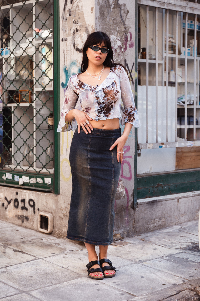 Stunning deadstock low waisted denim skirt