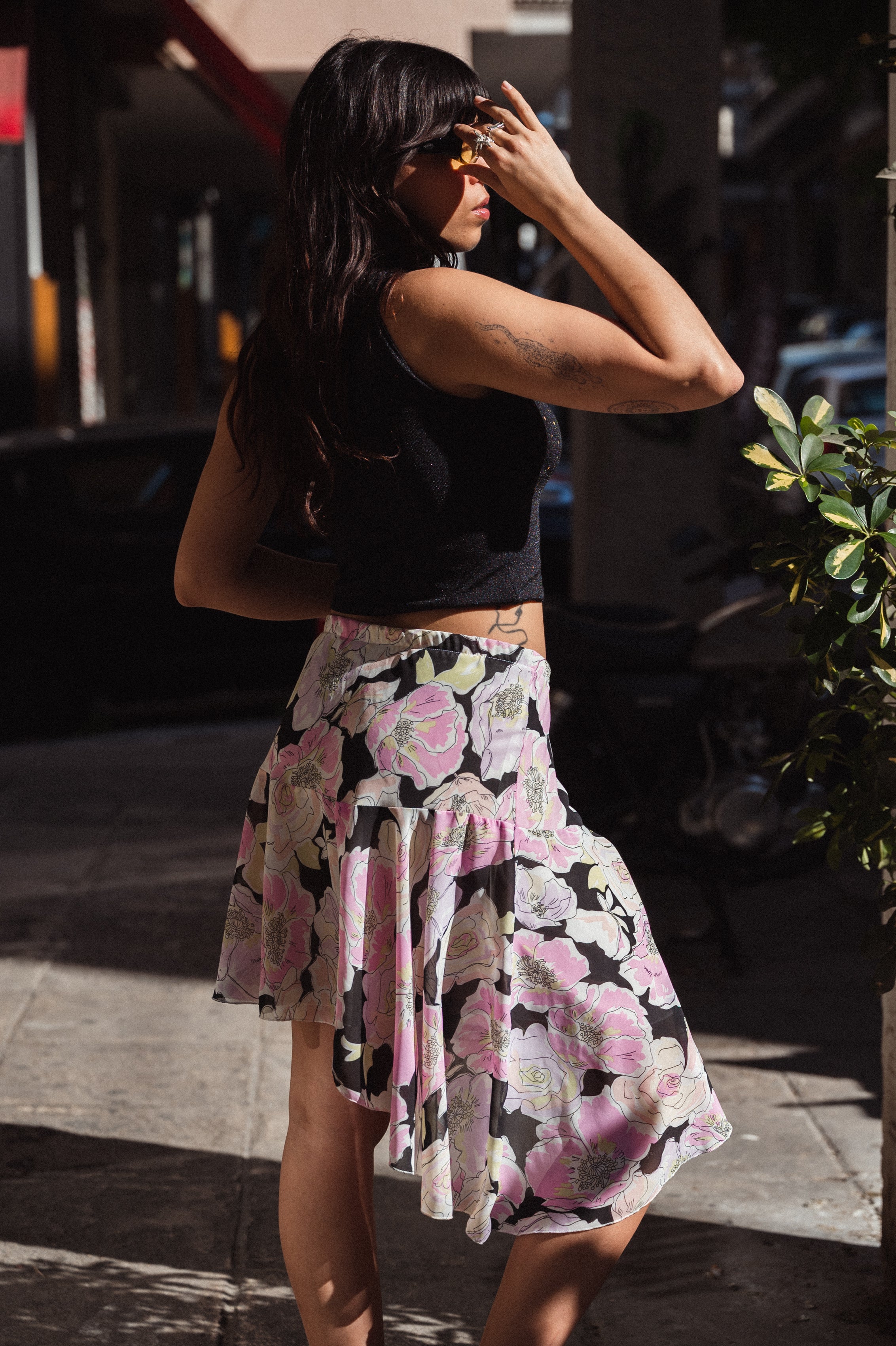 Stunning floral asymmetrical skirt