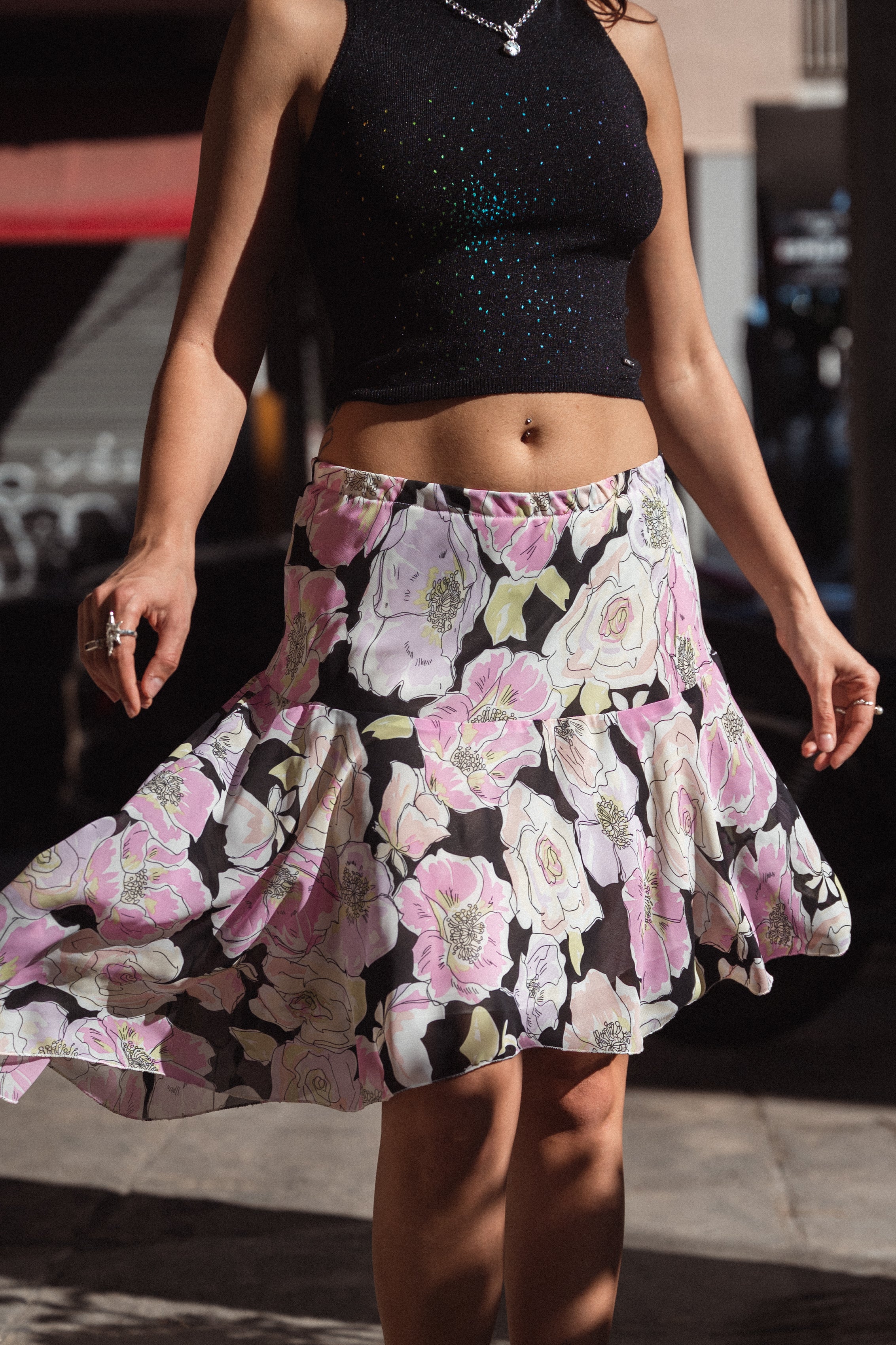 Stunning floral asymmetrical skirt