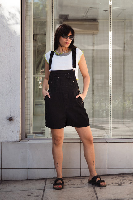Vintage black denim dungarees
