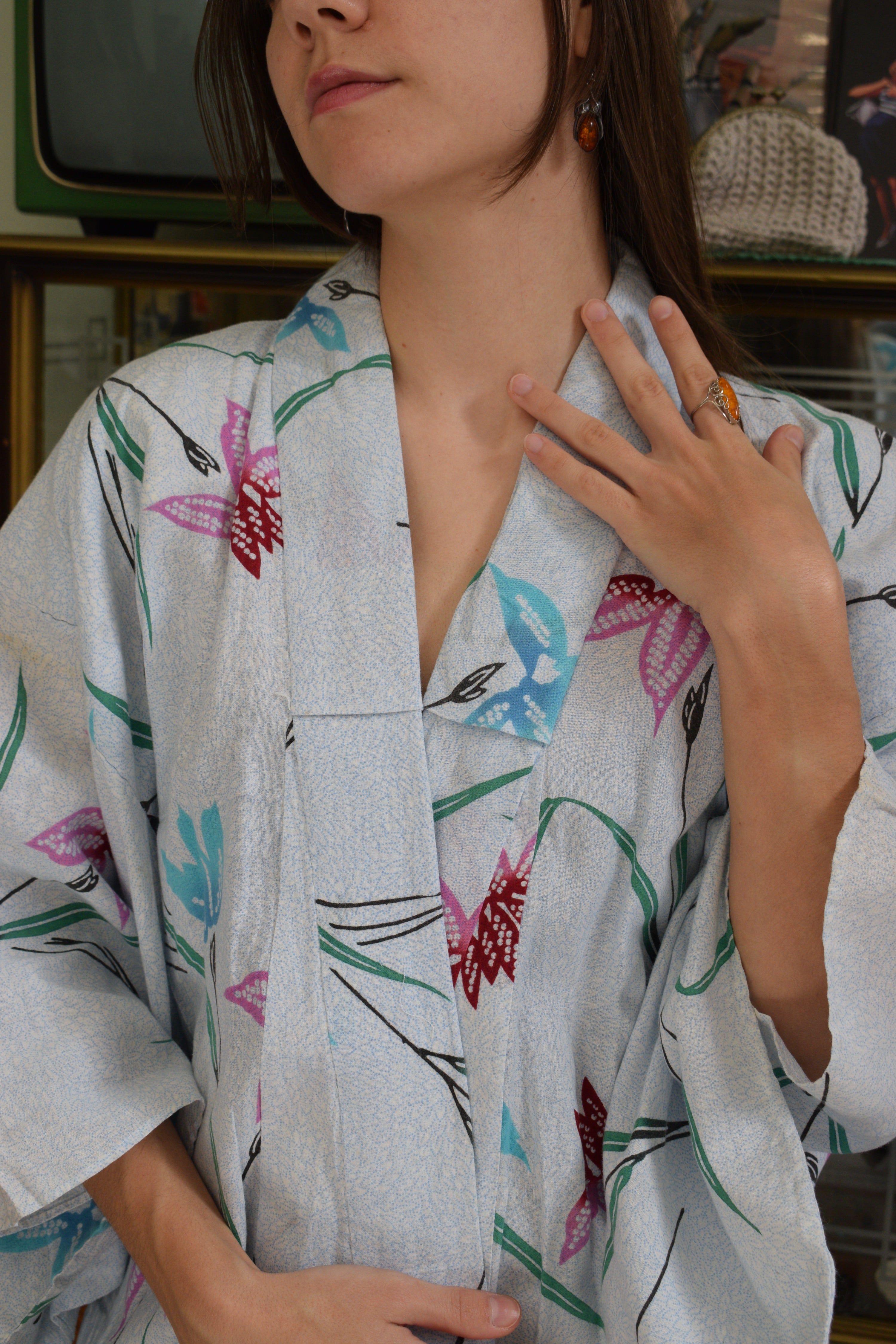 Vintage cotton yukata robe / kimono