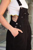Vintage black denim dungarees