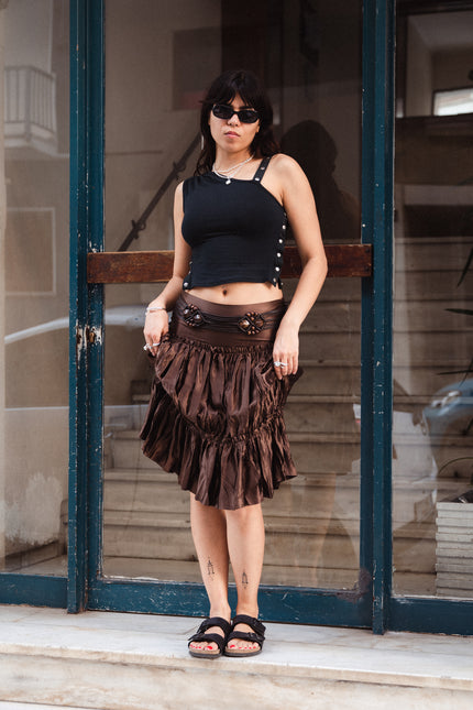 Stunning deadstock cinema 100% silk skirt