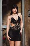 Absolutely stunning backless crochet dress with beaded details