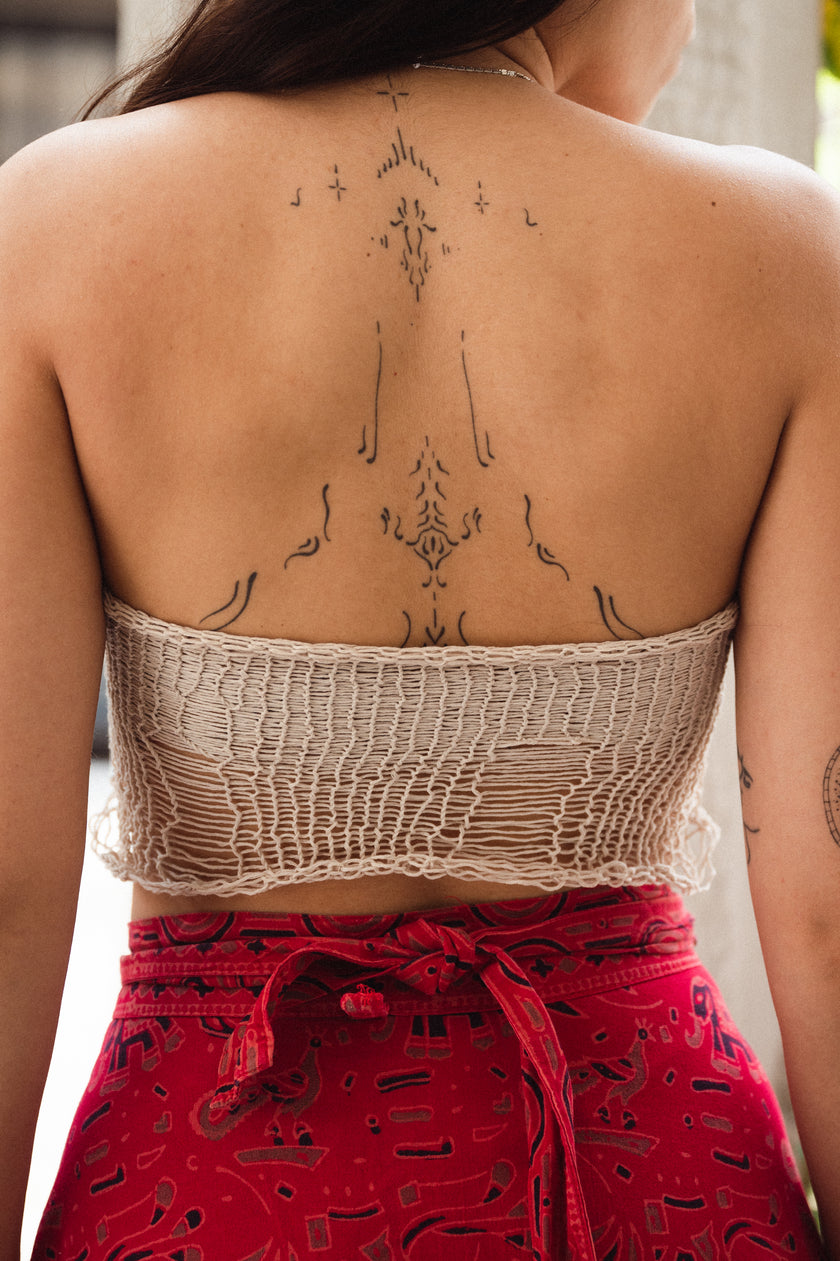 Stunning handmade distressed knit top