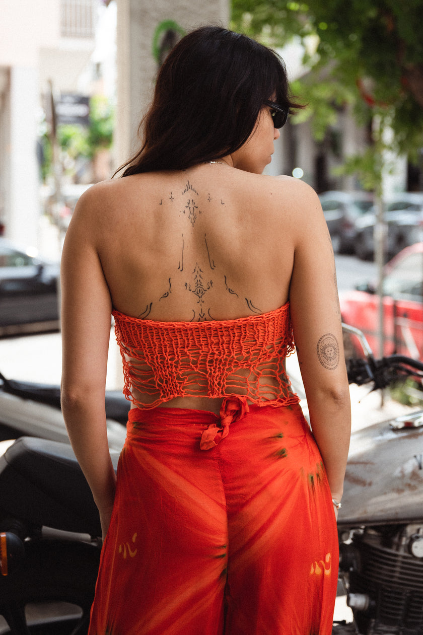 Stunning handmade distressed knit top