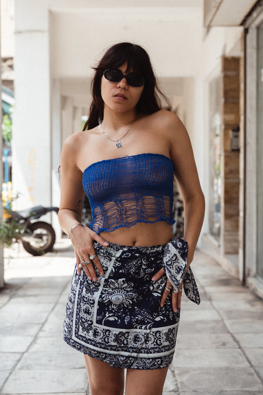 Super hot handmade distressed knit top