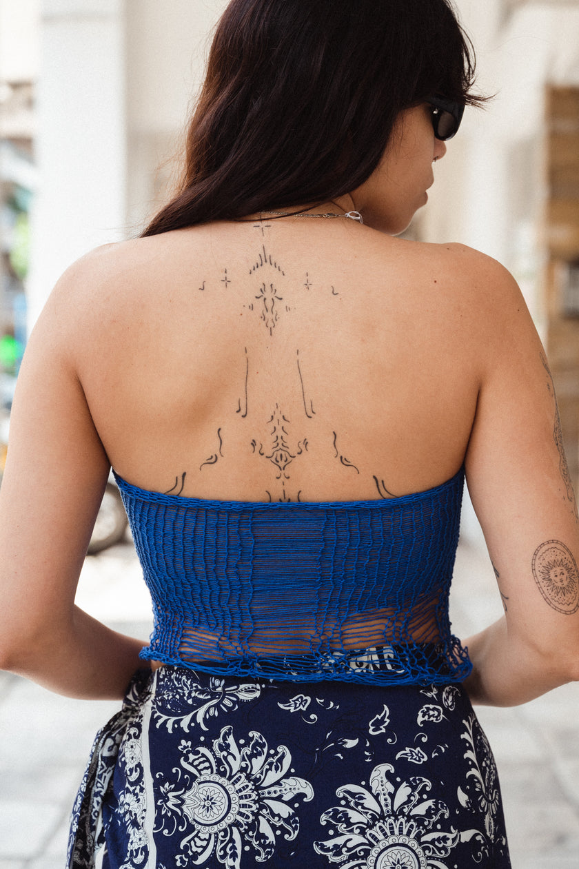 Super hot handmade distressed knit top