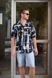 Vintage 90s style abstract pattern shirt (M)