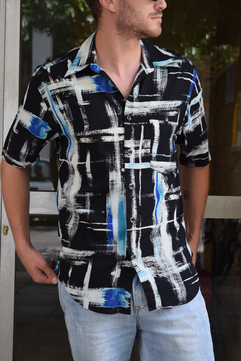 Vintage 90s style abstract pattern shirt (M)