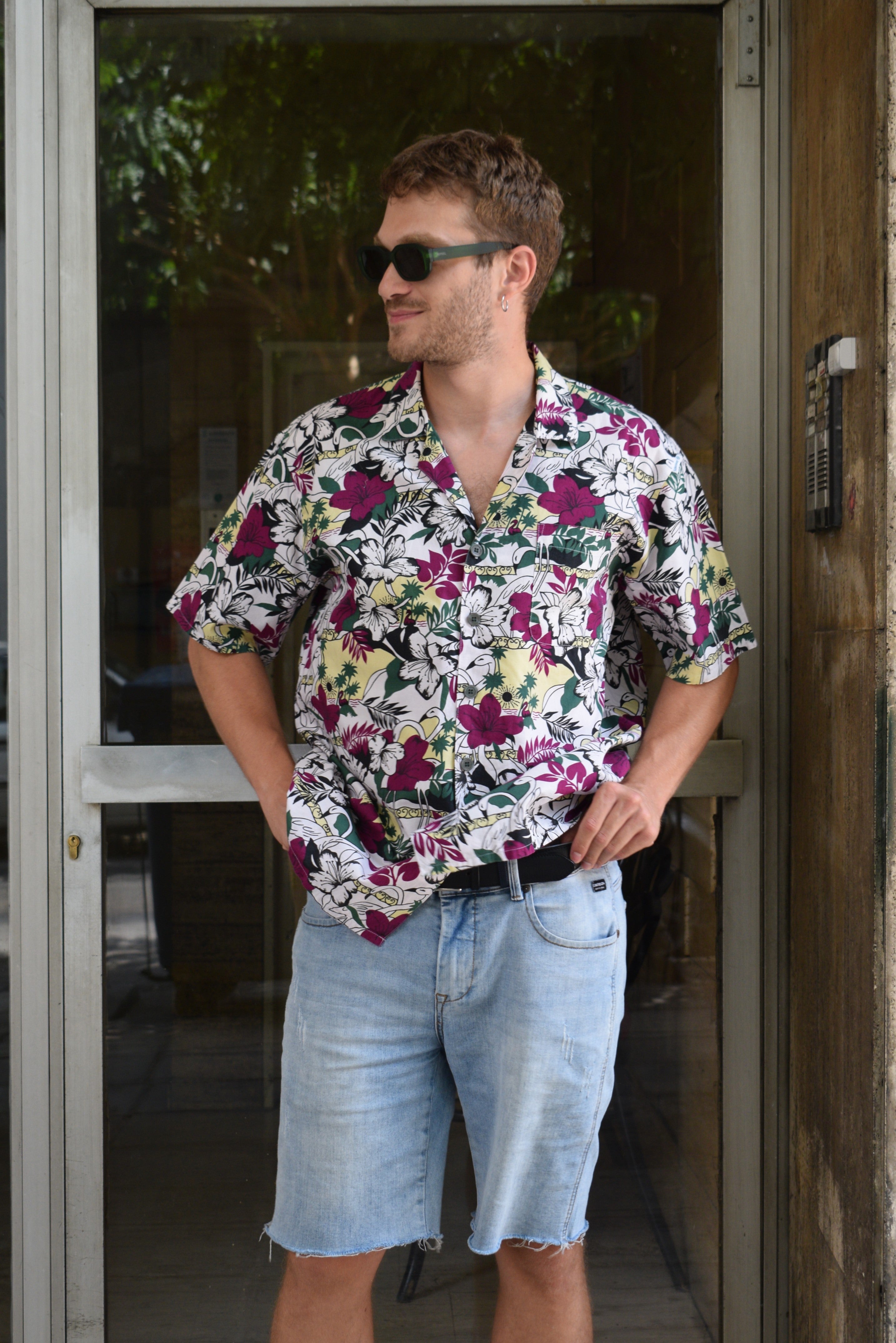Vintage Bluebird funky patterned shirt (M)